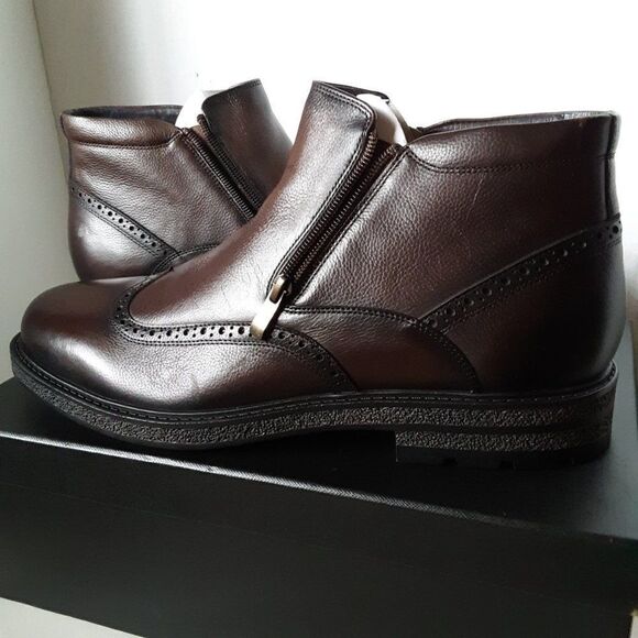 Zanzara Men's size 11M Wingtip Brown Leather Dress Boot - Picture 3 of 10